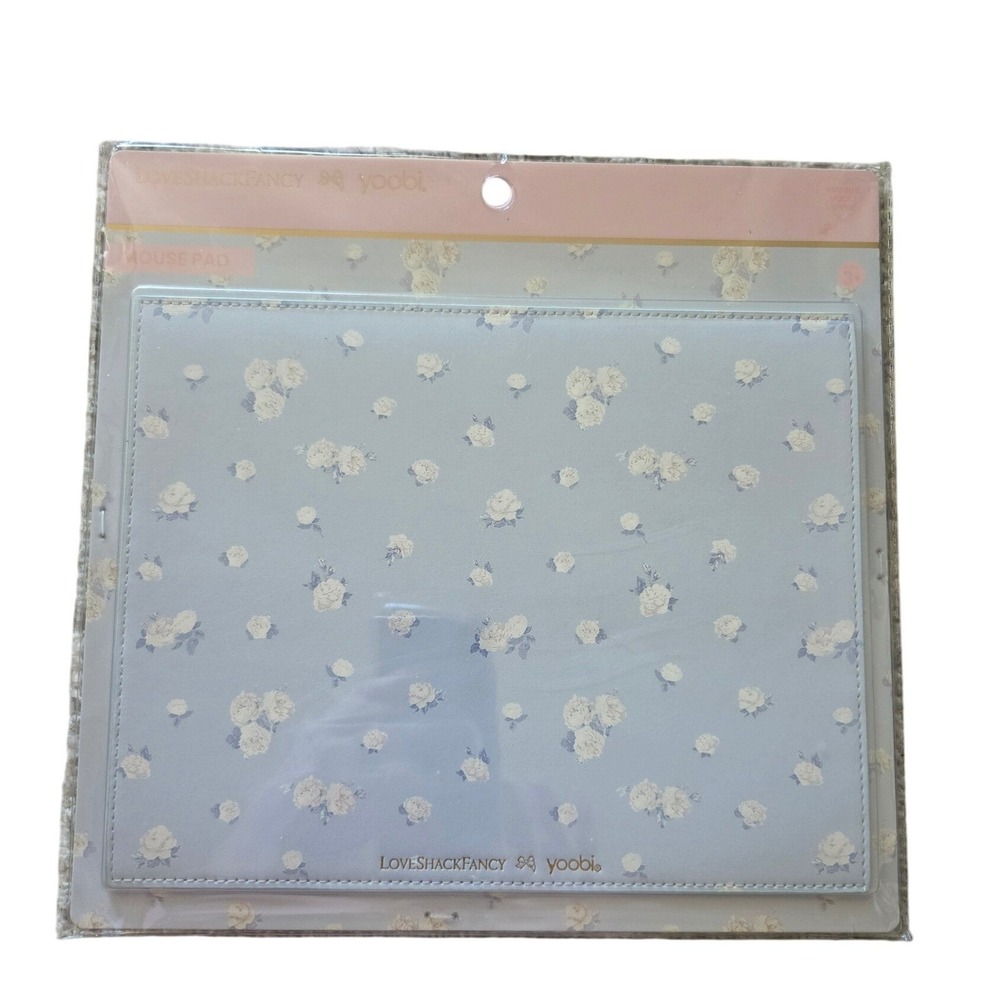 LoveShackFancy Yoobi Mouse Pad OS Blue New Floral Rose Cottagecore Office - Picture 1 of 2